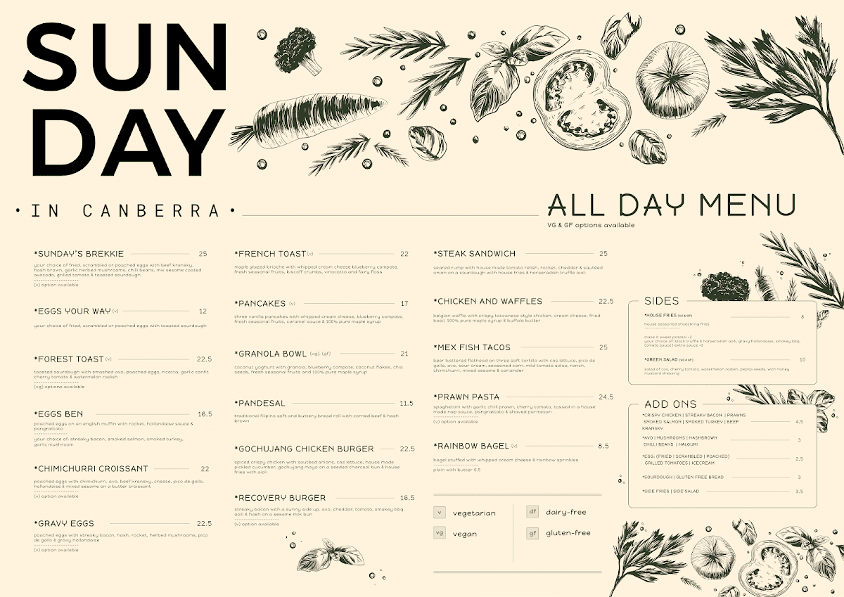 Menu Sunday In Canberra Cafe-1